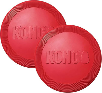 KONG Flyer Rubber Disc Dog Toy - for Catch, Fetch and Playtime - Red, Large 2 Pack