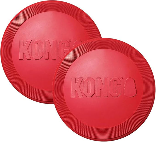 KONG Flyer Rubber Disc Dog Toy - for Catch, Fetch and Playtime - Red, Large 2 Pack