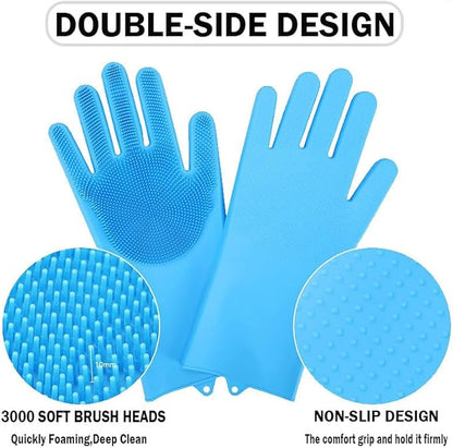 Pet Grooming Gloves Bite-Resistant Pet Bathing Gloves with Anti-Slip Particles, Wet and Dry Use, Safe for All Ages. Great as Dog Brush Glove and Cat Gloves for Grooming