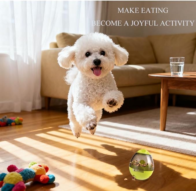 Interactive Dog Treat Toy Adjustable Treat Dispensing Ball Food Dispenser Tough Slow Feeder Puppy Enrichment Training Toy Pet Interactive Chase Toys for Small Medium Dogs Gift for Pets (Green)