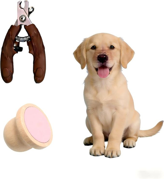 Dog Nail File Board Set with 3cr13 Stainless Steel Clipper, Quiet Dog Nail Scratch Board for Gentle Trimming, Pet Nail File for Dogs Cats Puppies, Durable Nail Care Tool