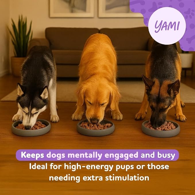 YAMI Dog Lick Bowl, Lick Mat for Dogs, Wet Food Cat Slow Feeder, Freeze Bowl, Enrichment & Puzzle Toy for Anxiety Relief, Food-Grade Silicone, Suction Cups, Dishwasher Fit, for All Breed (Light Gray)