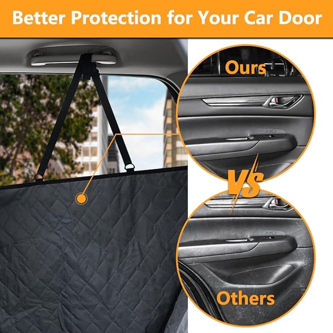 BEERTE Dog Car Seat Cover Fit for Toyota Corolla 2020-2026 Oxford Waterproof Scratchproof Dog Car Seat Cover for Back Seat Pet Seat Cover for Dogs Car Hammock with Mesh Window (Black Green)