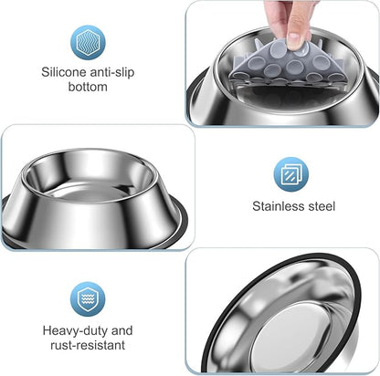 2-in-1 Metal Dog Bowl with Slow Feeder Insert, Food Grade 304 Slow Feeder Dog Bowls, Non-Slip Bottom, Pet Slower Food Feeding Bowls for Increases Feeding Time, Reduces Digestive Problems (L)
