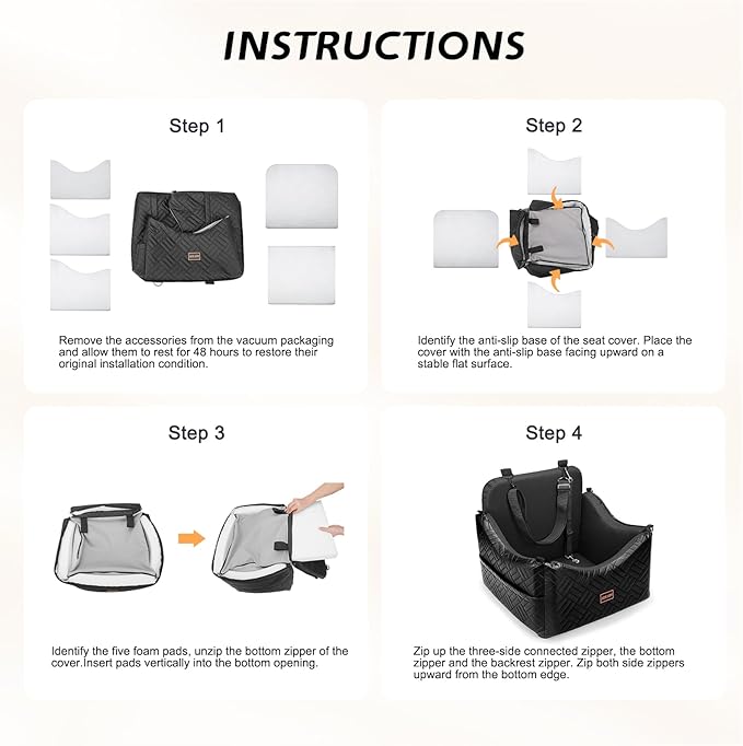 JOEJOY Dog Car Seats for Small Medium Dogs Under 35lbs, Waterproof PU Leather Dog Booster Seat with Detachable Cover, Thickened Memory Foam Pet Car Seat with Safety Belt and Storage Pockets
