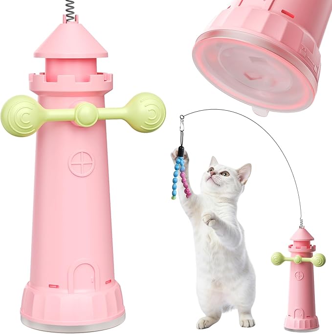 Cat Interactive Chase Toys for Indoor Cats, Enhanced Suction Cup Cat Teaser Wand, Kitty Enrichment Toy Weight Loss Exercise Toy for Kitten Adult Cats Boredom Relief Keep Them Busy