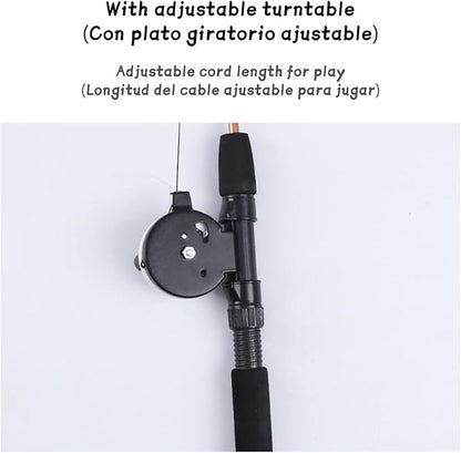 KAYNO Retractable Teaser cat Stick, Extra Long Fish & Feather Decorative cat Fishing Pole Shape Teaser cat Stick, cat Feather Interactive Toys, Toys are Replaceable, Adjustable line Length. (Salmon)
