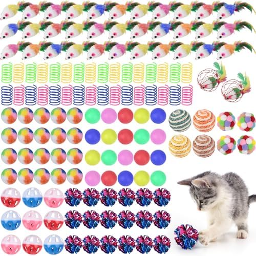 Shappy 150 Pcs Cat Toys Bulk Pack for Indoor Cats, Mice Balls,Classic by Shappy