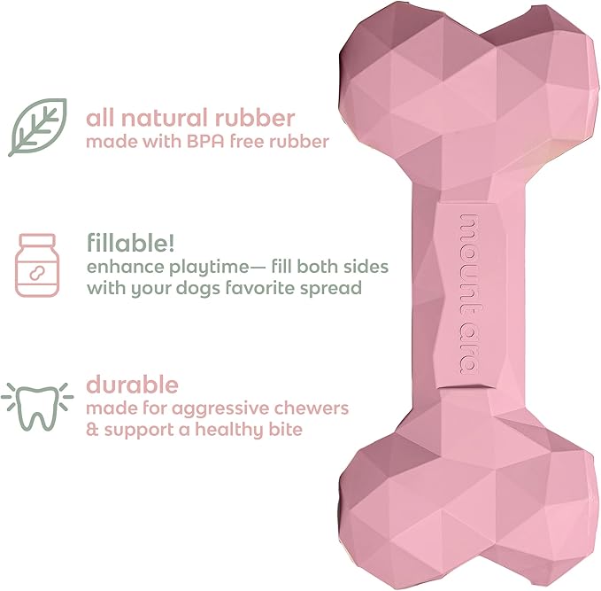 Mount Ara Super BITE BPA-Free Rubber Fillable Dog Chew Toy, Aggressive Chewer Toy, Peanut Butter Toy