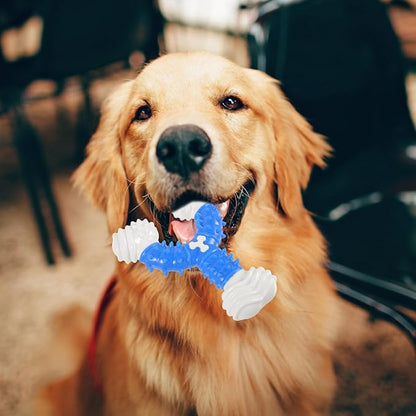 POPETPOP Dog Chew Toy Bone 4.72 Inch Durable Nylon Teeth Grinding Squeaky Interactive Pet Toy for Small Puppies and Medium Dogs Oral Health