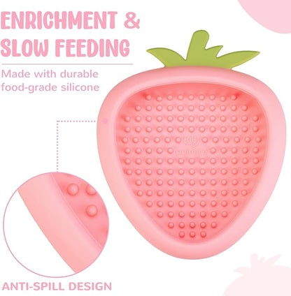 Freeze Dog Lick Bowl, Animire Non-Slip Slow Feeder Lick Mat for Dogs, Silicone Dog Enrichment Bowl for Distraction Anxiety Relief Boredom, BPA Free, Dishwasher Safe(Pink,L)