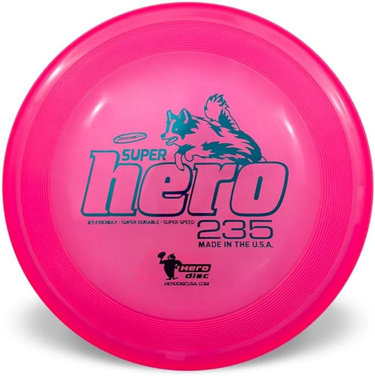 Hero Disc USA Superhero 235 K9 Candy Plastic Dog Disc, Outdoor Dog Toy and Pet Disc, Puncture Resistant Dog Flying Disc (Pink)
