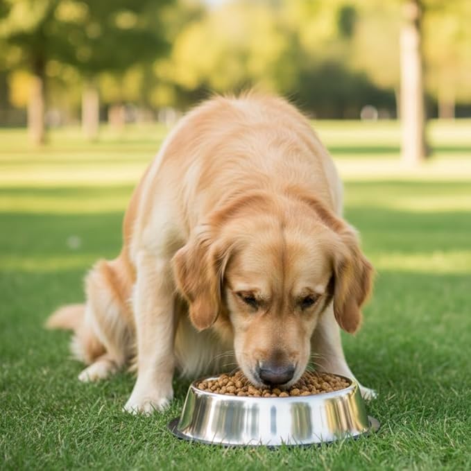 Printed Bowl 23.6 fl oz Anti-Skid Food and Water Dog Bowl | Stainless Steel Bowl for Dogs and Cats | Dog Water and Food Bowl | Dog Feeding Bowl (Silver)