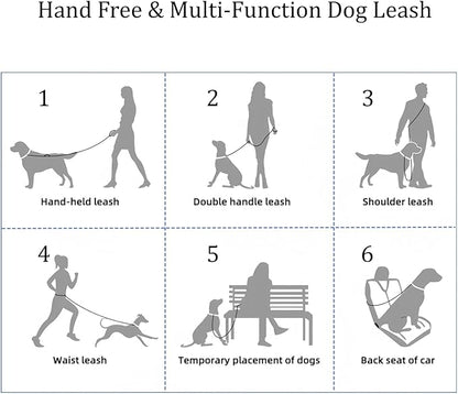 Hands Free Dog Leash, No Pull Bungee Dog Running Waist Leash, with Car Seat Belt, Reflective Stripes, Heavy Duty for Medium and Large Dogs. (Solid Lilac, Large)