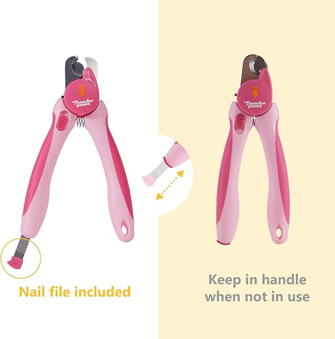 Professional-Grade Nail Clippers for Dogs Nail Trimmer with Safety Guard and Nail File - Nail Clippers for Large Dogs - Dog Nail Clipper Toenail Clippers (Pink, Medium-Large (LED))