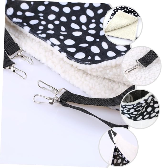Double-Sided Breathable Cat Hammock Bed Small 27x27cm Reversible Hanging Cat Sleeping Mat for Indoor Pet with Black and White Polka Pattern