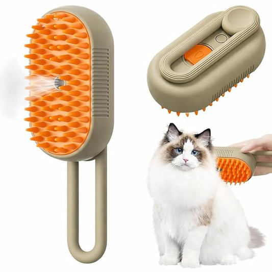 2024 Multifunctional Pet Brush for Detangling and Hair Removal - 3-in-1 Grooming Comb with Massage Function for Cats and Dogs (Khaki)