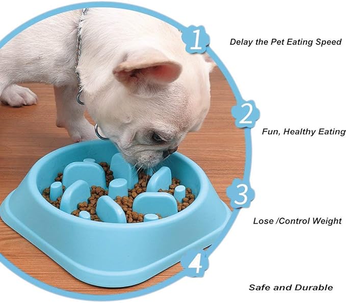 WenYing Slow Feeder Puzzle Dog Bowls, Interactive Bloat Stop Bowl, Food Water Fun Feeding, Non-Slip Anti Choke Healthy Diet, Blue