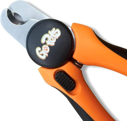 GoPets Dog Nail Clippers, Professional Pet Nail Trimmer for Large Dogs and Cats with Quick Sensor Safety Guard, Heavy Duty Stainless Steel Blades, Non-Slip Handle, Built-in File for Safe Grooming
