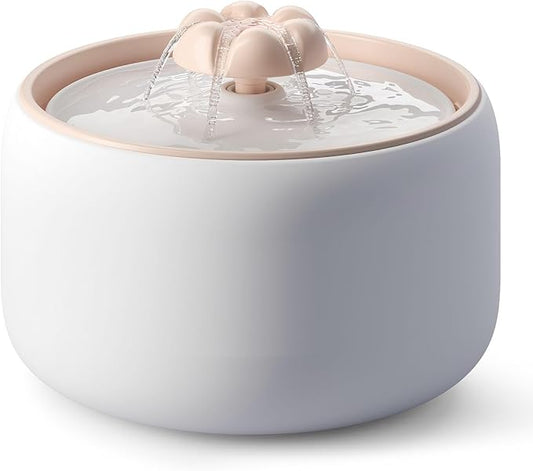 WOPET Premium Ceramic Cat Water Fountain W03 Lite，3L/101oz Automatic Pet Water Fountain for Cats & Dogs, Dishwasher Safe，Luxury Cat Fountain with Ultra-Quiet Pump and Filter & Sponge