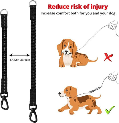 Long Dog Leash 10 FT: Heavy Duty Rope Leashes for Dogs Training with Swivel Lockable Hook Reflective Threads Bungee and Padded Handle - Dog Lead for Large Small Medium Dogs Outside Walking Hiking Red