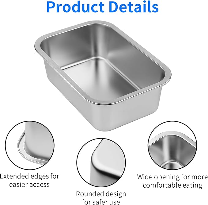 Ohtomber Stainless Steel 1.25 Gallons Large Dog Water Bowl, Metal Pet Dog Water & Food Bowl No Spilling, Outdoor Feeder Dish Plate for Cat, Big, Extra Large Pet