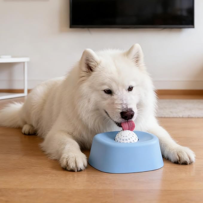 Yosoo Slow Feeder Dog Bowls, Dog Lick Bowl with Slip Resistant Material, Bright Colors, Dishwasher Safe, 6.10x6.10x2.36in, for Yogurt & Purees (Blue)