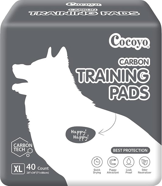 COCOYO Dog Training Pads Large Size丨Activated Charcoal Block Urine Odor Puppy Pads丨Ultra Absorbent Leakproof Dog Pee Pads (40 Count, XL 34" x28