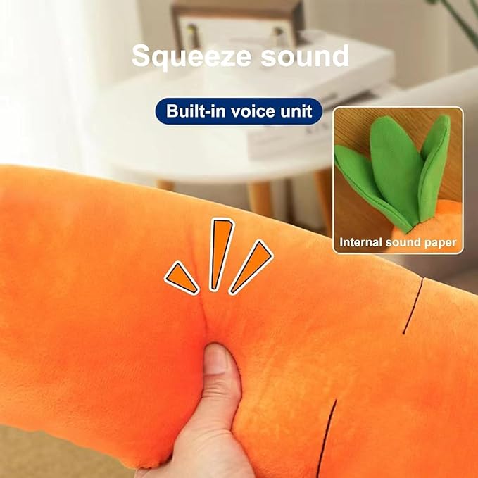 Crinkle Dog Toy Carrot Plush with Squeaker - Bite-Resistant Chew Toys for All Breeds, Interactive with Soft Sound, Durable Comfortable Puppy Toys Small/Medium/Large Dogs