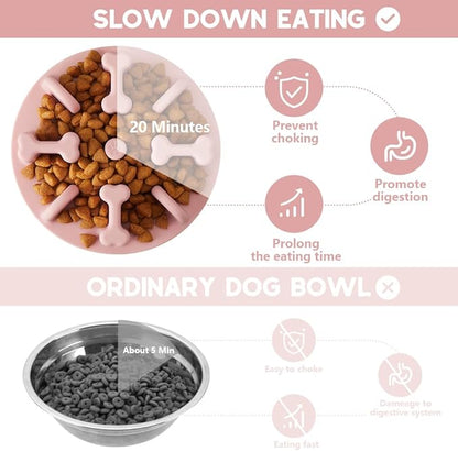 Soft Silicone Anti-Choking Puzzle Slow Feeder Insert, Compatible with Regular Elevated Dog Bowls Slow2.0