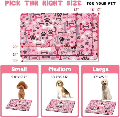 Dog Food Mats for Floors Waterproof, Pet Water Bowl Mats Pet Feeding Absorbent Placemats Pink 16 * 24 inch