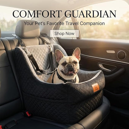 Dog Car Seat for Medium Dogs Up to 35lbs, Pet Booster Seat with 2 Safety Belts, Detachable Washable, Non-Slip Stable Base, Portable Puppy Car Seat for Travel & Outdoor Daily Use
