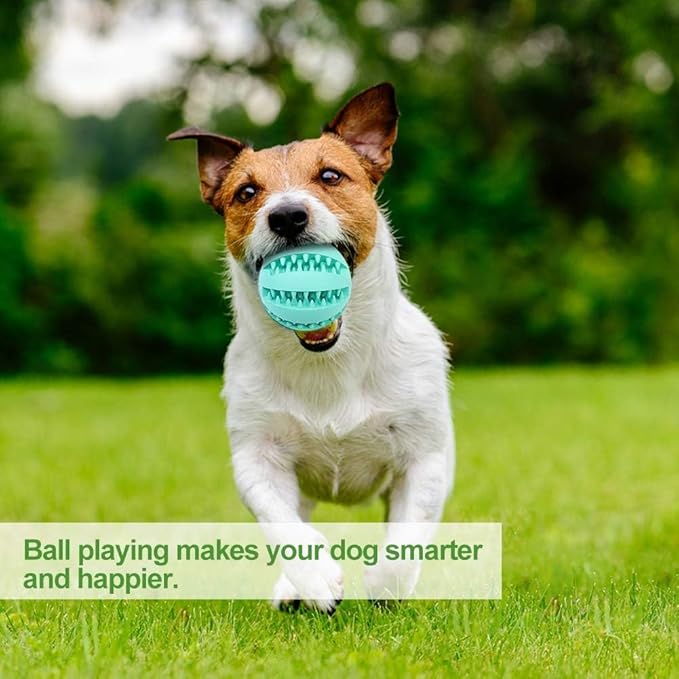 2 Pcs Non-Toxic Rubber Dog Toy Ball, 2.75 inch Durable & Tough Rubber Dog Treat Dispensing Puzzle Ball Chew Toy & IQ Training Toy for Small & Medium Sized Dogs (Torquoise, Pink)