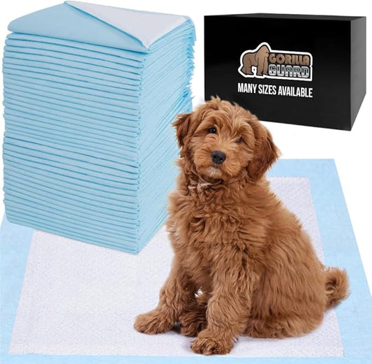 Gorilla Guard Disposable Puppy Pads, 100 Count 22x22 in, 5 Layer Pee Pads for Dogs, Absorbent Diaper Changing Pad, Dog Potty Training Supplies, Quick Dry Pet Housebreaking Essentials for Puppies