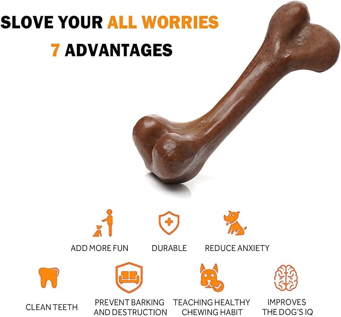 Dog Hard Chew Toys, Dog Chew Toys for Aggressive Chewers, Aggressive Chewing Dog Toys, Durable Dog Toys for Medium/Large Breed Dogs, Beef Flavor (3pcs)