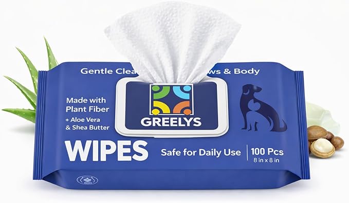 Dog Wipes for Paws, Butt & Body – Thick Plant Based Pet Wipes, Unscented, Gentle for Sensitive Skin (100 Count)
