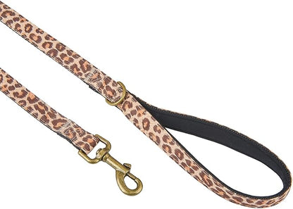Dog Leash Leopard Pattern,4 Feet Durable Nylon with Ribbon for Medium and Large Dogs(Medium,Light Leopard Leash)