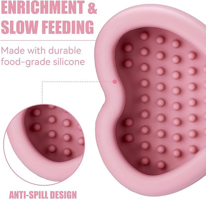 Lick Mat for Dogs, Animire Anti-Spilled Bow Tie Lick Bowls for Anxiety Relief, Silicone Slow Feeder Licking Pad with Suction Cups, Freezeable Dog Enrichment Toy for Boredom and Distraction(Pink,S)
