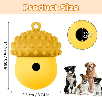 Dog Treat Toys for Puppy, Silicone Dog Toy Treat Dispenser Slow Feeder, Dog Interactive Toys for Boredom, Dog Enrichment Toys to Keep Them Busy, Interactive Dog Toy 1 Pack (Yellow)