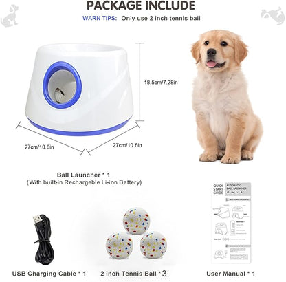 Dog Ball Launcher - Automatic Ball Launcher for Dogs, 3 Adjustable Distance Settings Dog Ball Thrower, Indoor Outdoor Interactive Dog Toys, with 3 2.3-inch Balls, Small/Medium Sized Dog Thrower