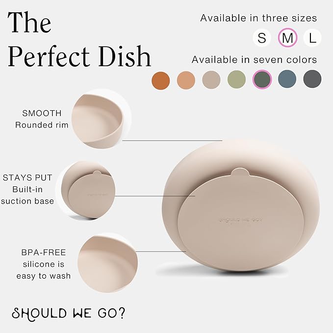 Should We Go? Dog Water Bowl - The Perfect Dish No-Spill Less Mess Non-Tippable Water & Food Bowl, Pure Silicone with Suction Cup Fits 5 Cups 7.5" Across x 2.25" Tall Ideal for All Pets, Medium-Spruce