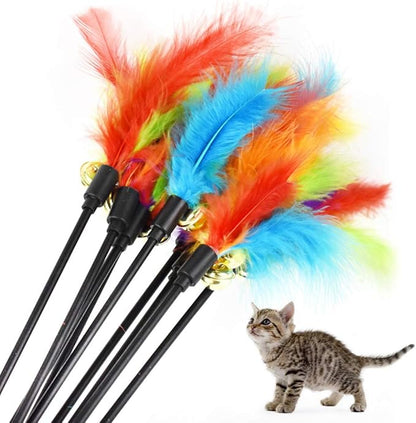 Cat Toy Wand Teaser Toy with Bells Interactive Cat Cat Teaser Wand Toy for Cats Kitten Indoor Outdoor