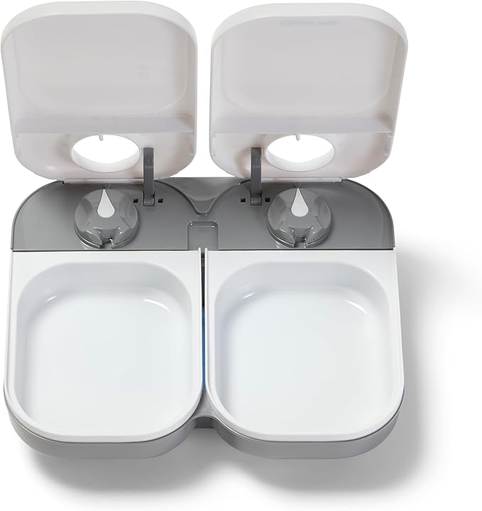 Closer Pets C200 2 Meal Timer-Controlled Automatic Pet Feeder - for Cats and Small Dogs, Wet or Dry Food, Stainless Steel Bowl Inserts and Ice Pack, up to 14 oz Each, White