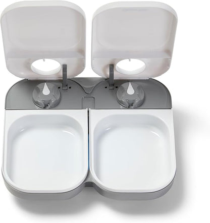Closer Pets C200 2 Meal Timer-Controlled Automatic Pet Feeder - for Cats and Small Dogs, Wet or Dry Food, Stainless Steel Bowl Inserts and Ice Pack, up to 14 oz Each, White