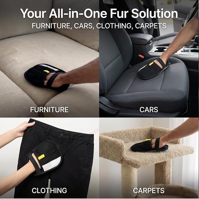 Lazy Lola™ Electrostatic Fur Removal Glove – Instant Pet Hair Remover for Dogs & Cats, Lint & Fur Pickup for Home, Furniture, Cars, & Clothing (1)