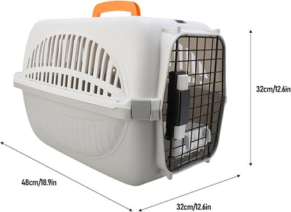 Dioche Crate Hard Sided Plastic Pet Carrier - Easy to Assemble Portable Dog Carrier with Ample Space, Excellent Ventilation for Outdoor Travel - Gray (Gray)