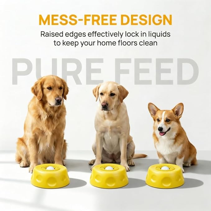 Silicone Lick Bowl for Dogs with Suction Cup, Anti-Slip Slow Feeder, Upgraded Chew-Resistant Ball & Anti-Disassembly Design, 250ml Capacity, Dishwasher Safe, for Small Medium Large Pets(Yellow)