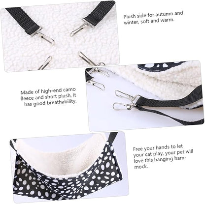 TOYANDONA Double-Sided Breathable Cat Den Hanging Hammock Small 27x27cm Black and White Polka Dot Cotton Cat Sleeping Bed for Indoor Pet
