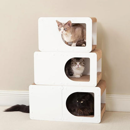 EHEYCIGA Cardboard Cat Scratcher House, 23-Inch Corrugated Cat Scratcher for Indoor Cats, Extra Large Scratching Board Pad, White
