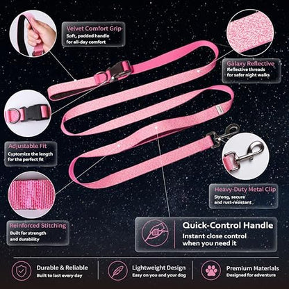 Hands Free Dog Leash,Galaxy Reflective, Crossbody Dog Leash,Pink - Image 5